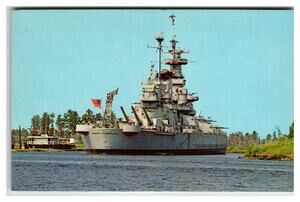 USS North Carolina Battleship Wilmington NC Plastichrome Postcard